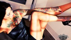 Eyes woman legs tattoos angels models boobs Nicole Caldwell