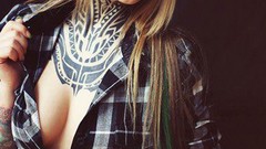 Eyes woman legs tattoos angels models boobs Teya Salat