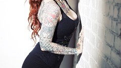 Eyes woman legs tattoos angels models redheads boobs