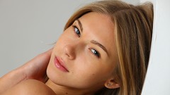 Eyes woman lips faces blondes long hair Femjoy magazine Krystal 