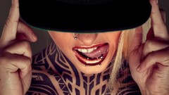 Eyes woman lips faces blondes tattoos piercings models Russians 