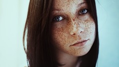 Eyes woman lips faces brunettes freckles portraits Russians
