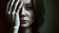 Eyes woman lips faces brunettes freckles portraits Russians