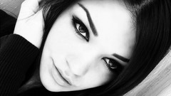 Eyes woman lips faces monochrome brunettes models