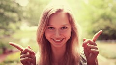 Eyes woman lips fingers sunlight smiling