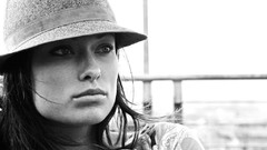 Eyes woman lips hats Celebrity Olivia Wilde faces monochrome 