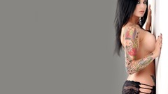 Eyes woman lips legs lingerie brunettes panties boobs