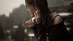 Eyes woman lips lonely faces brunettes models