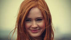 Eyes woman lips smiling karen gillan