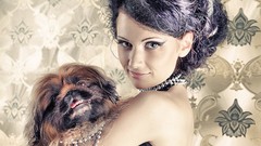 Eyes woman Puppies Dogs lips brunettes models