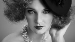 Eyes woman retro portraits grayscale