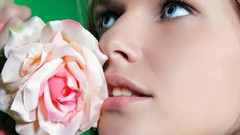 Eyes woman roses lips faces blue eyes models Catherine A Kitty S