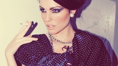 Eyes woman smoke blondes brunettes models