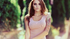 Eyes woman tattoos blue eyes brunettes models