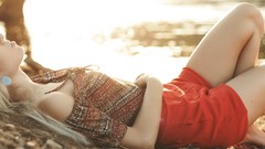 Eyes woman widescreen faces blondes smiling multiscreen