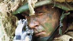 Face sniper soldier sweat his