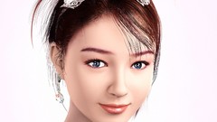 Faces 3d blue eyes brunettes fantasy art Simple Background