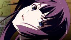 Faces anime girls blue eyes bakemonogatari senjougahara hitagi 