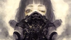 Faces anime girls gas masks original characters