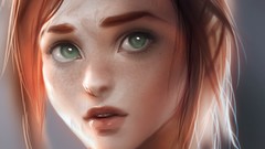 Faces anime girls green eyes short hair freckles the last of us 