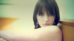 Faces bangs brunettes woman