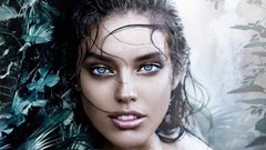 Faces blue eyes brunettes models emily didonato artwork