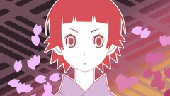 Faces gray eyes anime girls short hair flower petals sayonara 