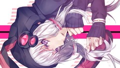 Faces hoodies long hair anime girls upside down bangs vocaloid 