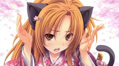 Faces kimono long hair anime girls brown eyes brunettes open 