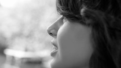 Faces monochrome curly hair grayscale Astrud A