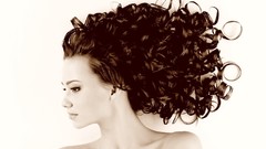 Faces monochrome fashion brunettes curly hair pale skin