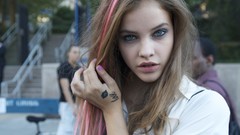 Faces pink hair blue eyes brunettes models barbara palvin 