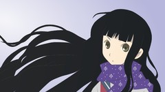 Faces schoolgirls scarfs long hair anime girls green eyes 