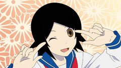 Faces schoolgirls smiling anime girls brown eyes school 