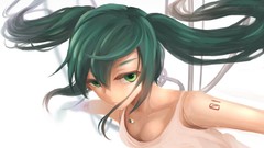 Faces wires tattoos long hair anime girls green eyes hatsune 