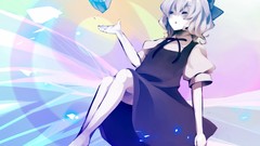 Fairies bows blue hair anime girls short hair touhou cirno 