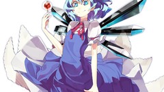 Fairies bows blue hair anime girls short hair touhou cirno 