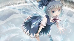Fairies bows blue hair anime girls short hair touhou cirno 