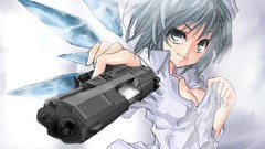 Fairies bows blue hair anime girls short hair touhou cirno hair 