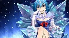 Fairies bows blue hair anime girls short hair touhou cirno hair 