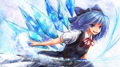 Fairies bows blue hair anime girls short hair touhou cirno hair 