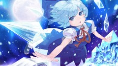 Fairies bows blue hair anime girls short hair touhou cirno hair 