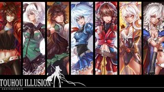 Fairies navel white hair red eyes gloves bows jackets belts 