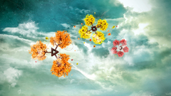 Falls down abstract sky