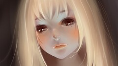 fan art anime girls blonde face looking at viewer
