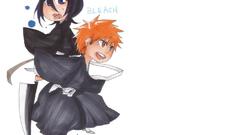 Fan art bleach kurosaki ichigo kuchiki rukia Simple Background