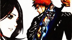 Fan art bleach kurosaki ichigo kuchiki rukia Simple Background