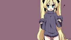 Fangs blondes long hair anime girls twintails thigh highs aqua 