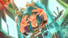 Fangs instruments guitars television long hair hatsune miku 