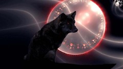 Fantasy Animals moon abstract Dogs Wolves
